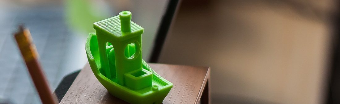 3D-gedrucktes Modell aus grünem Filament